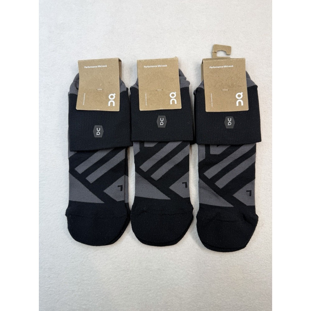3 Pack ON CLOUD Performance Mid Sock MENS Running Socks Black XL 11.5-12.5 NWT